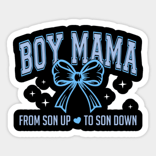 Boy Mama From Son Up to Son Down Cute Blue Bow Sticker